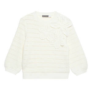 Mint Velvet Cream Cotton Blend Floral Detail Top